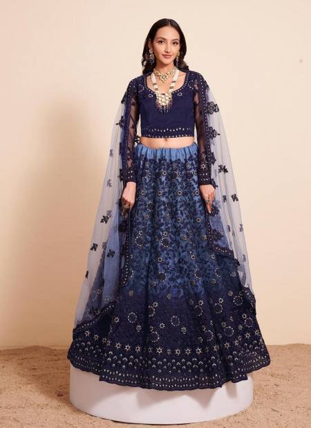 Shaded Blue Colour Bridal Heritage Vol 4 By Alizeh 1073 To 1076 Lehenga Choli Wholesale Market In Surat 1075