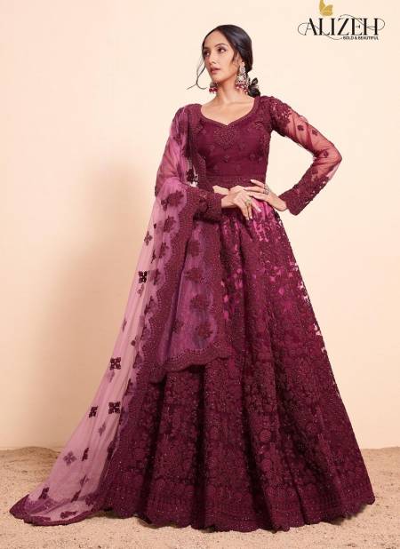 Shaded Magenta Maroon Colour Bridal Heritage Vol 4 By Alizeh 1073 To 1076 Lehenga Choli Wholesale Market In Surat 1074