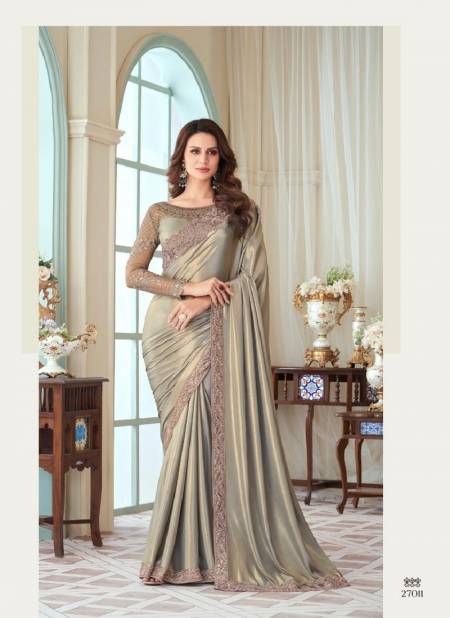Silver Colour Silverscreen 17th Edition By Tfh Glass Silk Party wear Saree Catalog 27011