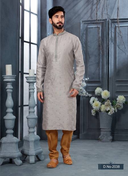 Silver Colour Vol 10 Function Wear Mens Kurta Pajama Exporters In India 2038