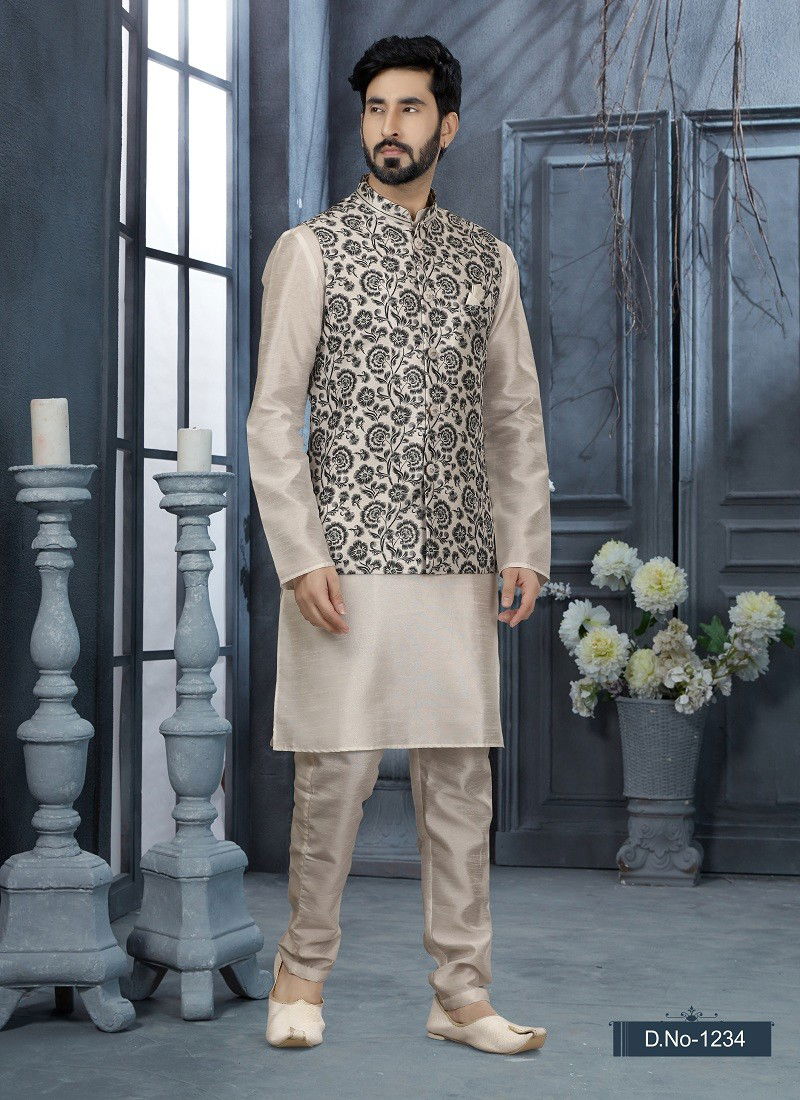 Silver Colour Vol 11 Function Wear Mens Modi Jacket Kurta Pajama Wholesale Online 1234