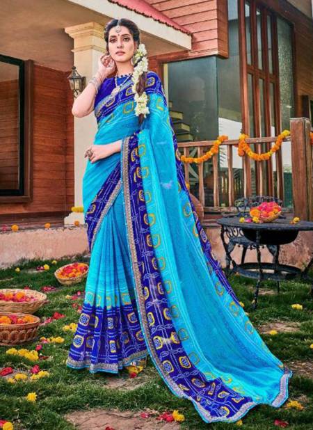 Sky Blue Colour ALVEERA BANDHEJ Fancy Designer Georgette With ...