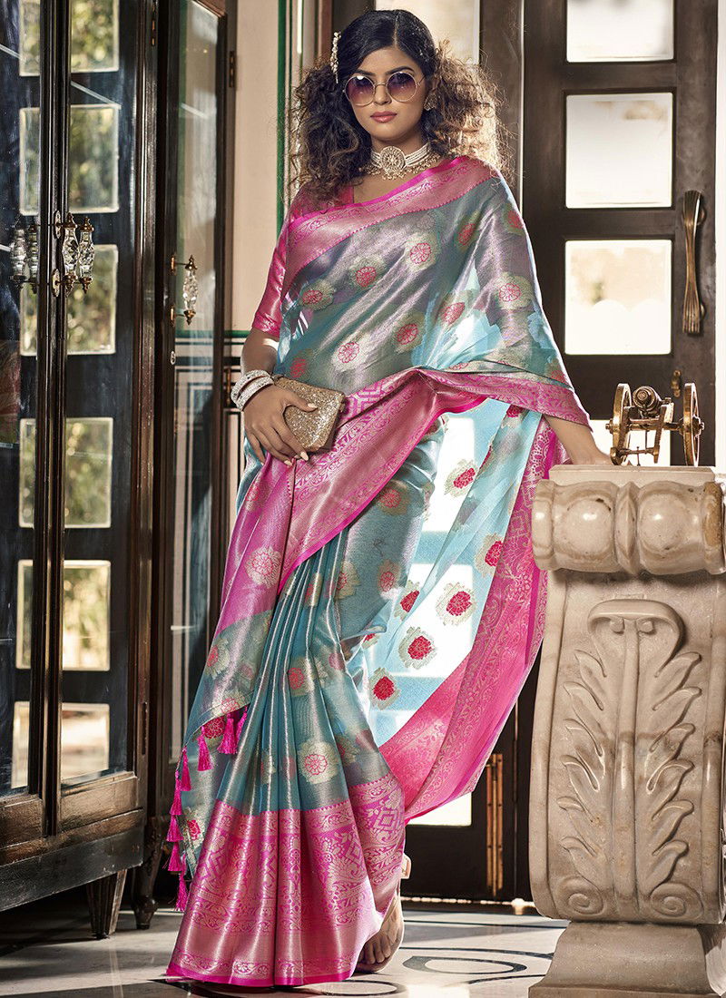 Sky And Pink Colour BK 8727 Festive Wear Wholesale Silk Sarees 6007