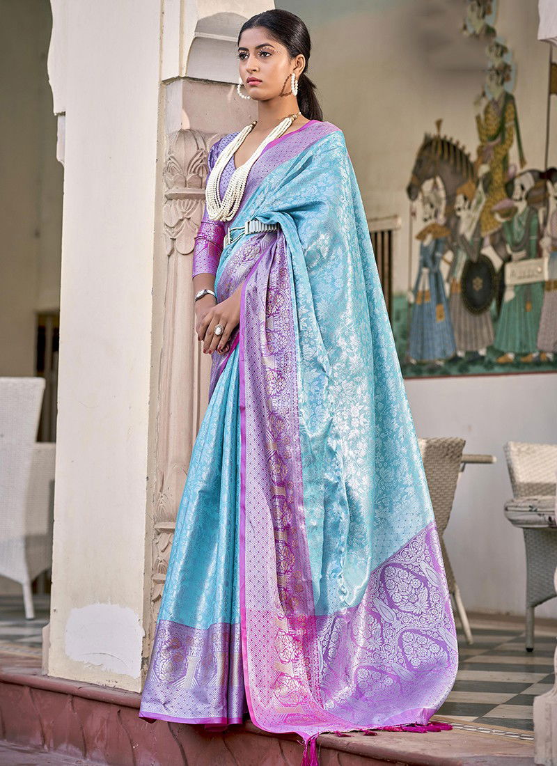 Sky And Rani Colour BK 8725 Wedding Wear Wholesale Silk Sarees 10009.jpg