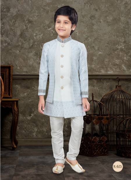 Sky Blue And Off White Colour Kids Vol 5 Boys Wear Kurta Pajama And Indo Western Catalog K 625