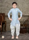 Sky Blue And Off White Kids Vol 5 Boys Wear Kurta Pajama And Indo Western Catalog K 627