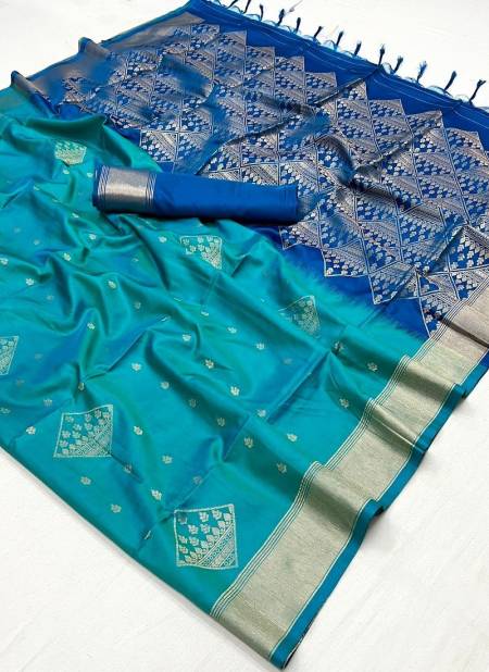 Sky Blue And Royal Blue Colour Kraft Silk By Rajtex Soft Silk Designer Saree Catalog 347005