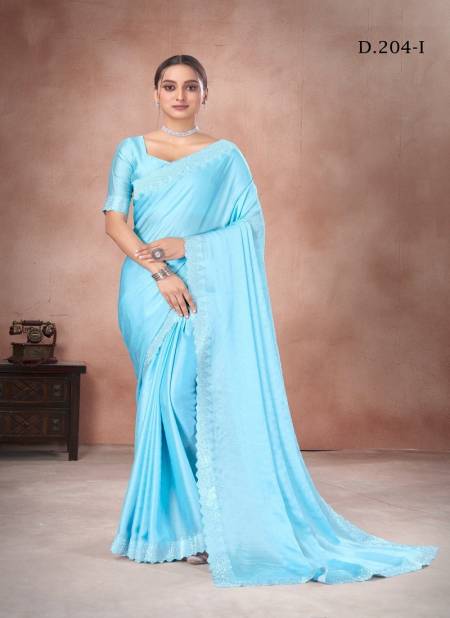 Sky Blue Colour 204 A To 204 I By Suma Designer Satin Chiffon Festive Wear Saree Wholesale Suppliers In Mumbai 204-I