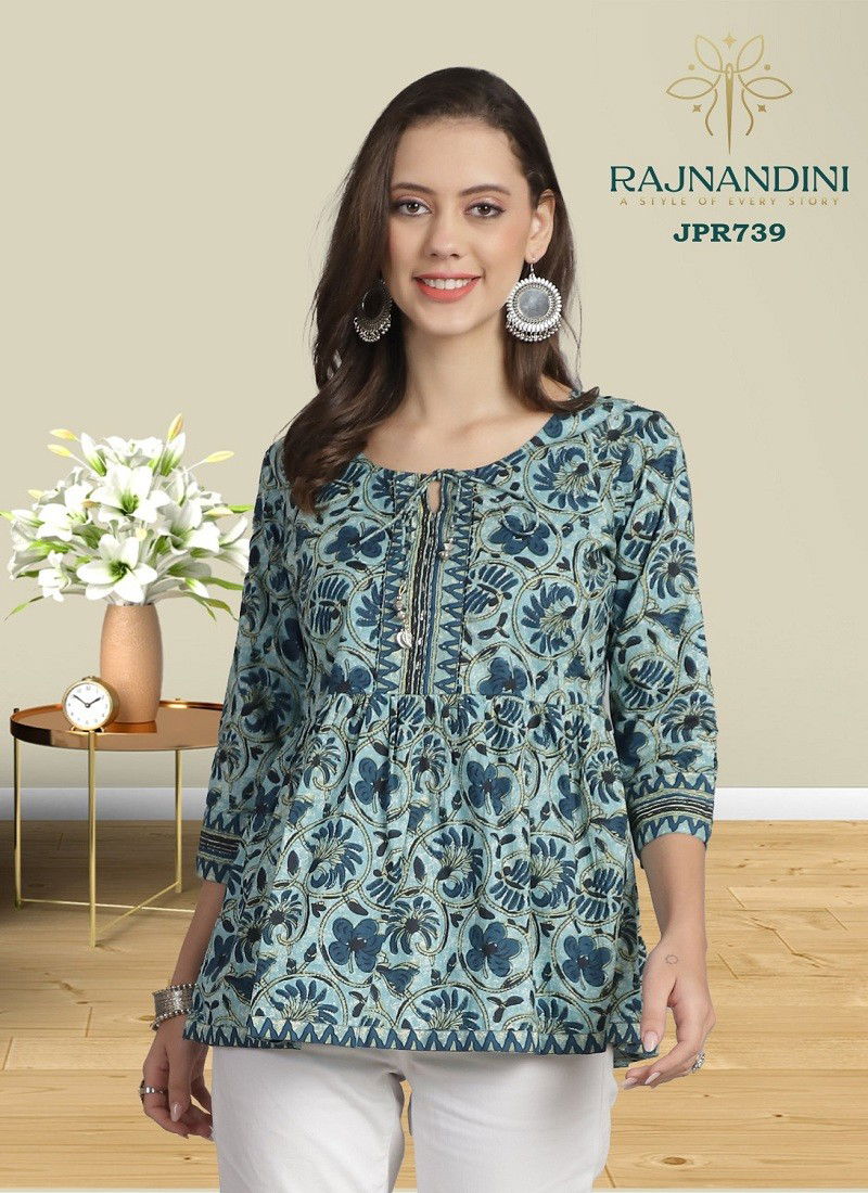 Sky Blue Colour Aaradhya Vol 23 By Rajnandini Cambric Cotton Printed Tops Orders In India JPR739