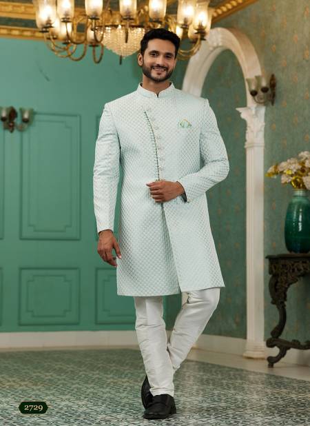 Sky Blue Colour Function Wear Mens Indo Western Wholesale Clothing Distribution In India 2729