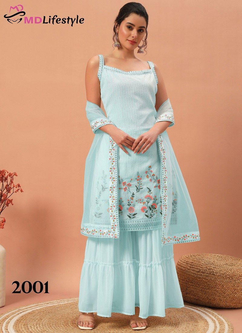 Sky Blue Colour Hirwa Vol 1 By Mdlifestyle Butterfly Net Designer Wear Lehenga Choli Manufacturers 2001