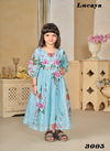 Sky Blue Colour Jenny vol 3 By Lucaya 3001 To 3006 Kids Printed Girls Frock Wholesale Shop In Surat Jenny 3005