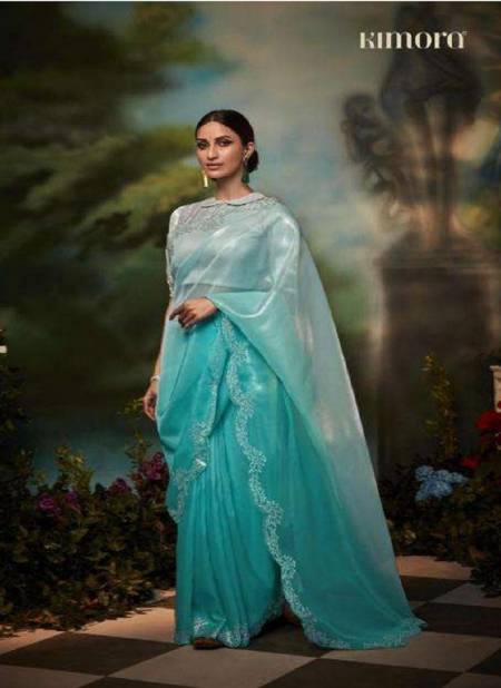 Sky Blue Colour Kajal Vol 2 By Kimora Fancy Wedding Designer Saree Catalog KS 5245