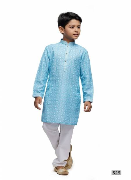 Sky Blue Colour Kids Occasion Wear Designer Kurta Pajama Wholesale Shop In Surat 525