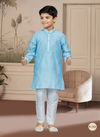 Sky Blue Colour Kids Vol 4 Boys Wear Kurta Pajama And Indo Western Catalog K 743