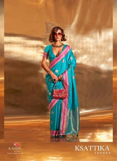 Sky Blue Colour Ksattika By Rajtex Handwoven Satin Silk Sarees Wholesale Market In Surat 369004