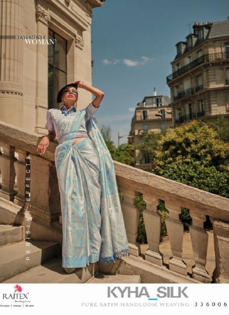 Sky Blue Colour Kyha Silk By Rajtex Satin Silk Designer Saree Catalog 36006