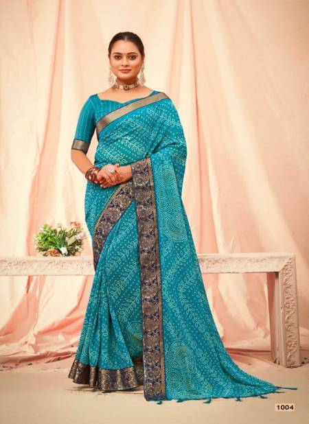 Sky Blue Colour Maharani By Mahamani Georgette Printed Saree Catalog 1004