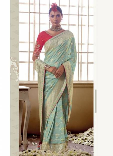 Sky Blue Colour Meenakari Wholesale Ethnic Wear Silk Saree Catalog 150