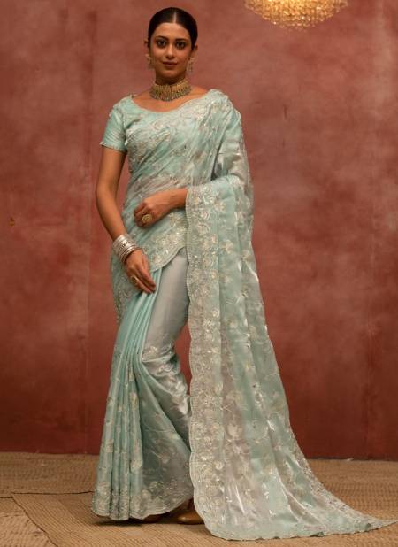 Sky Blue Colour Nimaya Jeenat Designer Wholesale Party Wear Sarees N7171