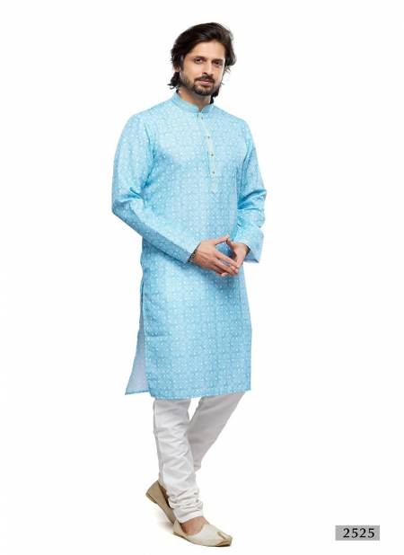 Sky Blue Colour Occasion Mens Wear Designer Printed Stright Kurta Pajama Wholesale Shop In Surat 2525
