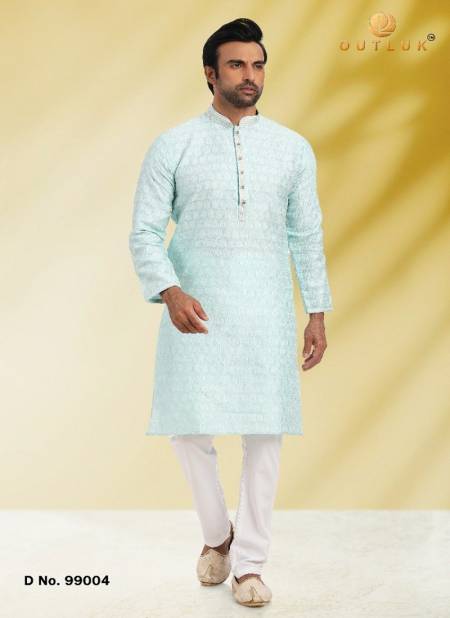 Outluk 99 Sky Blue Colour Casual Wear Wholesale Kurta With Pajama Collection 99004