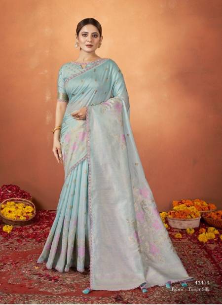 Sky Blue Colour Pradha By Mahotsav Silk Party Wear Designer Saree Catalog 43414