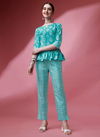 Sky Blue Colour Raisin Cotton Printed Cord Set Western Catalog OLCOD0013