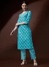 Sky Blue Colour Raisin Magic Rayon Daily Wear Designer Kurti With Bottom Catalog OLSET0029