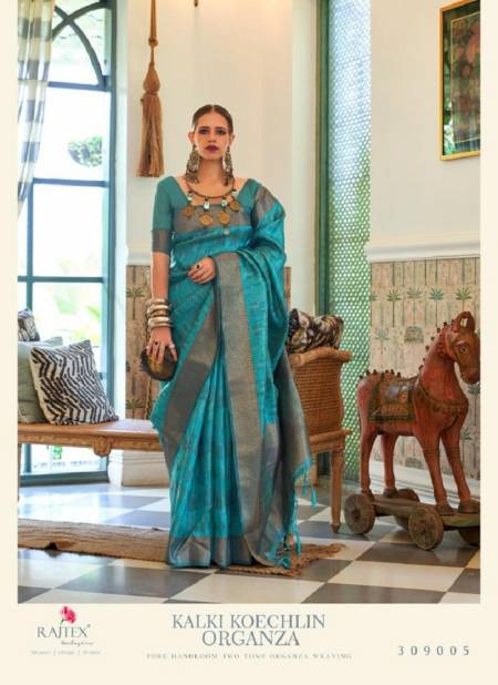 Sky Blue Colour Rajtex Kalki Koechlin Organza Pure Handloom Saree Suppliers In India 309005