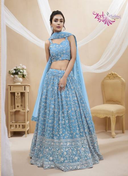 Sky Blue Colour Ruhana Vol1 By Zeel 401 To 406 Series Wholesale Party Wear Lehenga Choli Manufacturers 405 Catalog