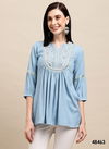Sky Blue Colour Short Top Vol 1 By Mahotsav Embroidered Rayon Wester Top Exporters In India 48463