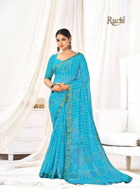 Sky Blue Colour Simayaa Vol 19 By Ruchi Chiffon Daily Wear Saree Catalog 26202 A