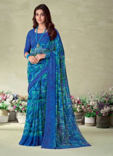 Sky Blue Colour Star Chiffon 128 Edition By Ruchi Daily Wear Chiffon Saree Catalog25602 A