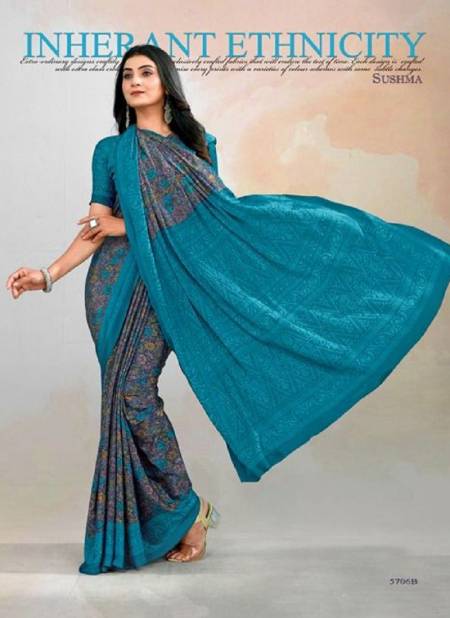 Sky Blue Colour Sushma Set 57 Daily Wear Printed Saree Catalog 5706 B