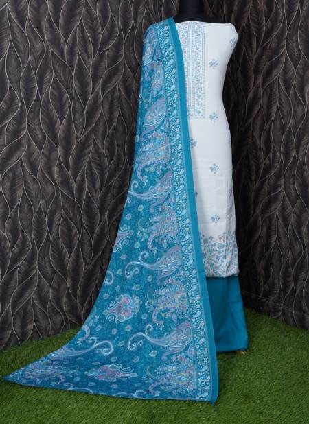 Sky Blue Colour Tuffy By Gulzara Pashmina Non Catalog Dress Material 4016 A