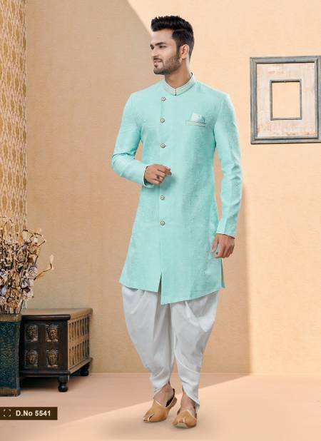 Sky Blue Colour Vol 14 Wedding Wear Mens Dhoti Sherwani Orders In India 5541