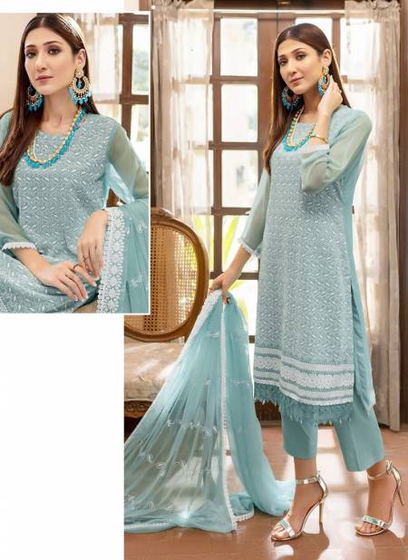 Sky Blue Colour Zeenat Vol 2 Wholesale Designer Ethnic Wear Pakistani Salwar Suit Catalog 3022