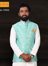 Sky Blue Jute with Jacquard Modi Jacket 13002