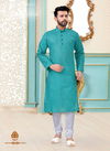 Sky Blue Linen Cotton Readymade Mens Kurta Payjama 1821