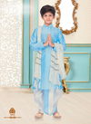 Sky Blue Readymade Kids Dhoti Kurta Dupion Silk 1912