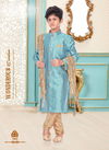 Sky Blue Readymade Kids Kurta Payjama Banarasi Brocade 1902