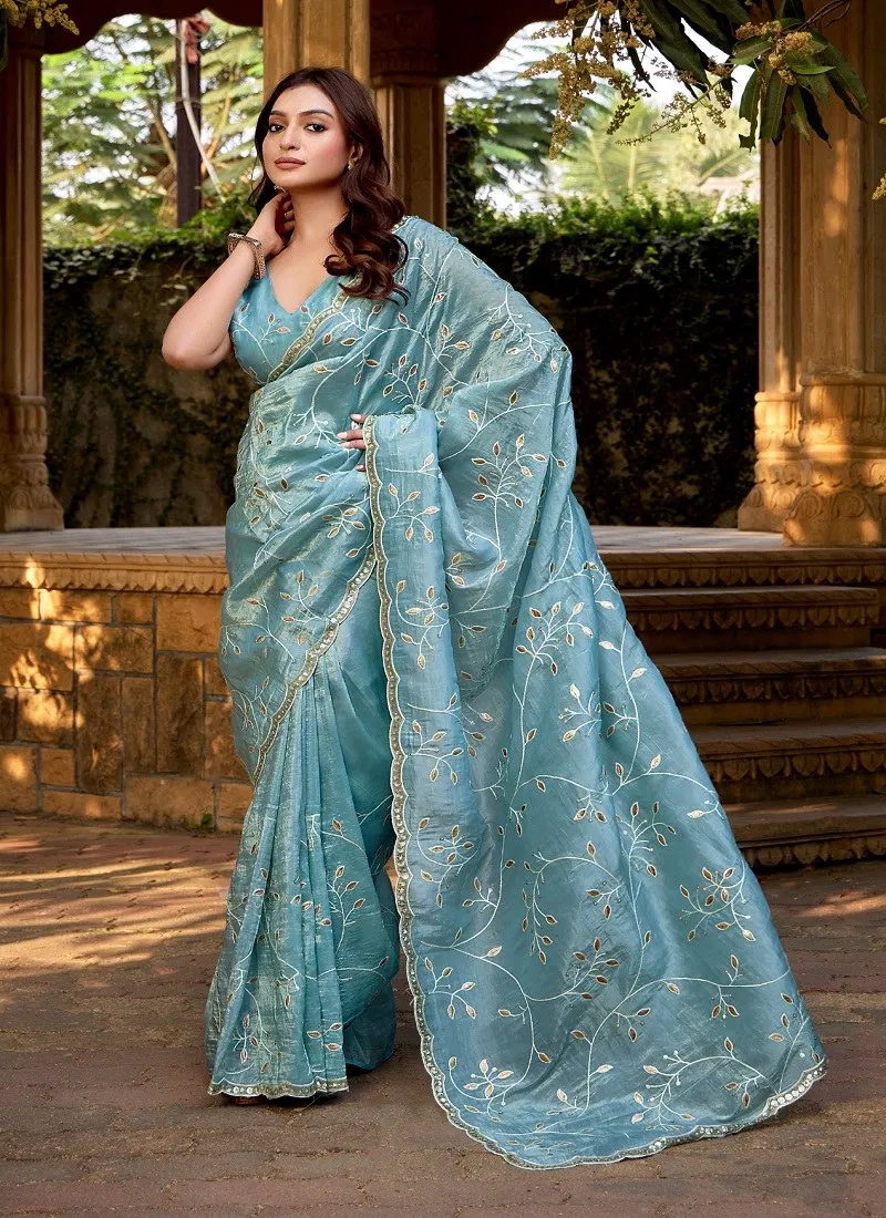 Sky Colour 266 A To 266 D Durga fashion paper silk Designer Party Wear Saree Suppliers In Mumbai 266 A