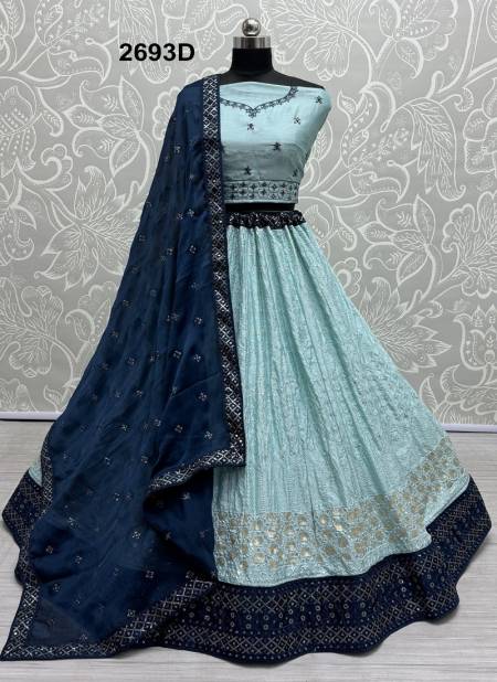 Sky Colour 2694 A To D by Anjani Art Georgette Embroidery Lehenga Choli Wholesalers In Delhi 2693D