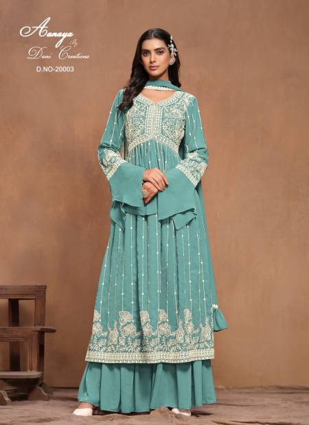 Sky Colour Aanaya Vol 200 By Twisha Faux Georgette Designer Salwar Suit Wholesale Online 20003