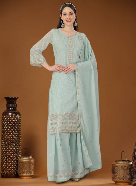 Sky Colour Athvika By Biva 30001 To 30006 Designer Salwar Suits Catalog 30004