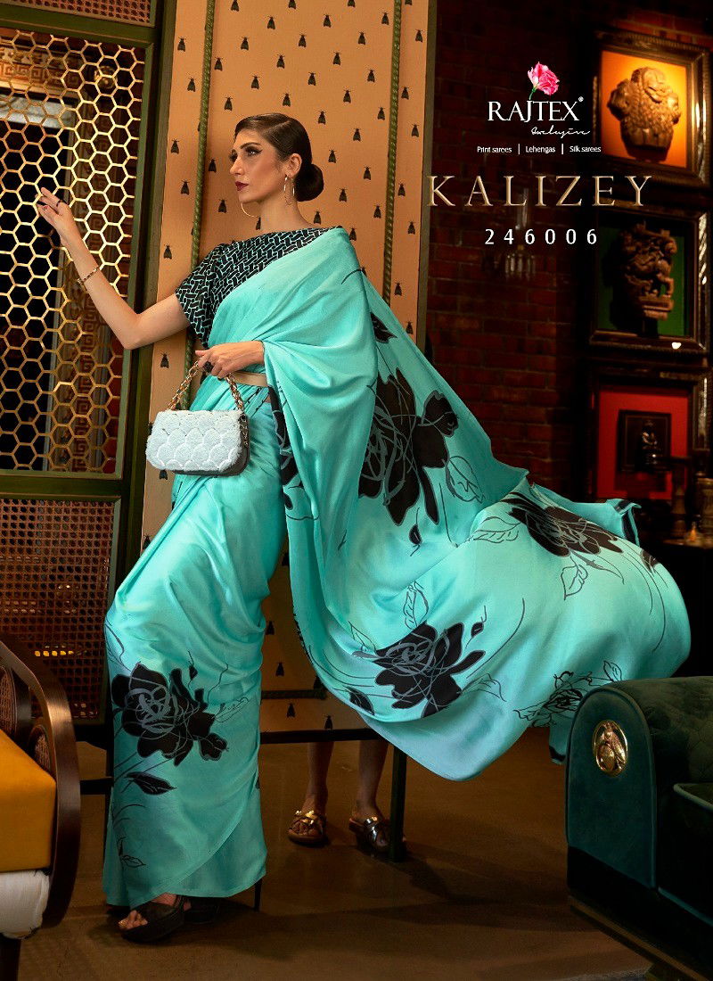 Sky Colour Kalizey By Rajtex Printed Japan Crepe Saree Suppliers In India 246006