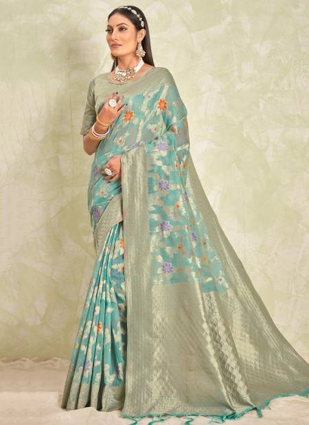Sky Colour Madhulika Sangam Colours Wholesale Wedding Wear Sarees Catalog 1004