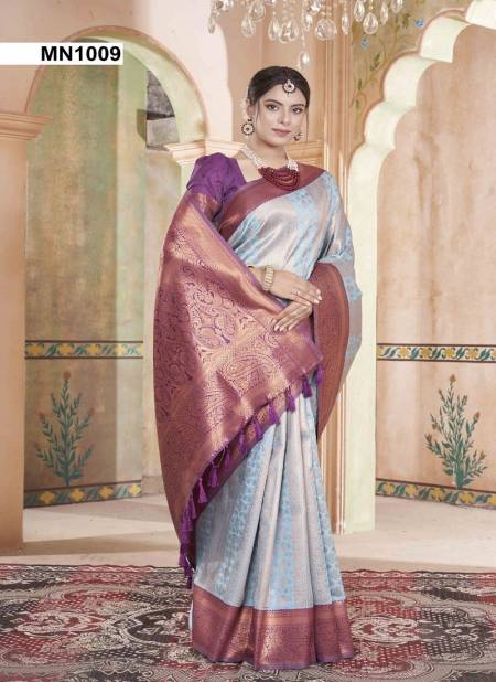 Sky Colour Mansi By 3 Of Kubera Pattu Kanjivaram Silk Wholesale Suppliers In Mumbai MN1009