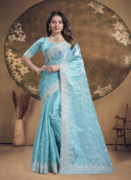 Sky Colour Nirali By Nari Fashion Desginer Jimmy Choo Silk Wear Saree Wholesale Price In Surat 7754